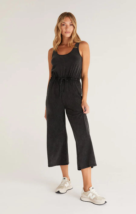 Black Sleeveless Cutout Jumpsuit with Tie Detail