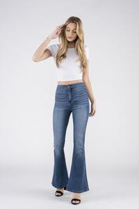 Serena Grey Colored High Rise Cropped Wide Leg Jeans