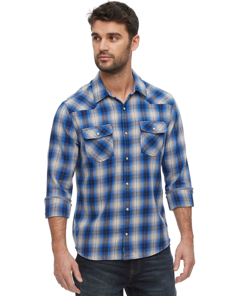 Franklin Navy Long Sleeve Pearl Snap Button Up