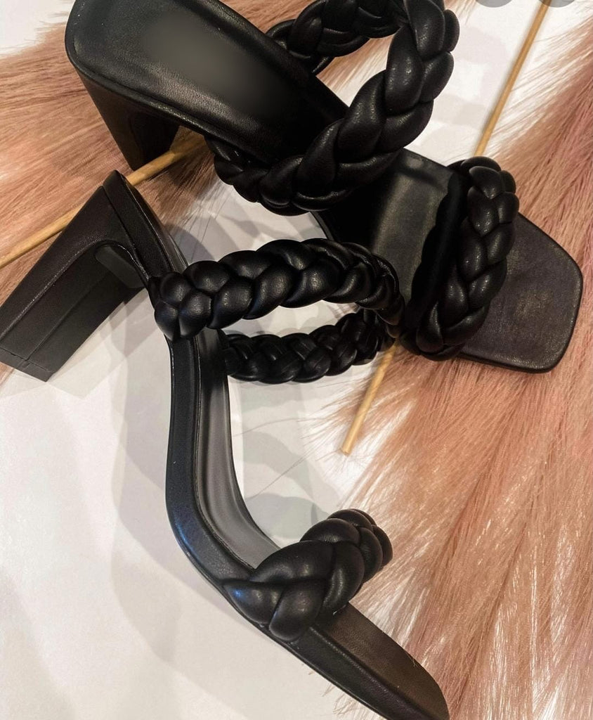 Brynlee Black Braided Heels