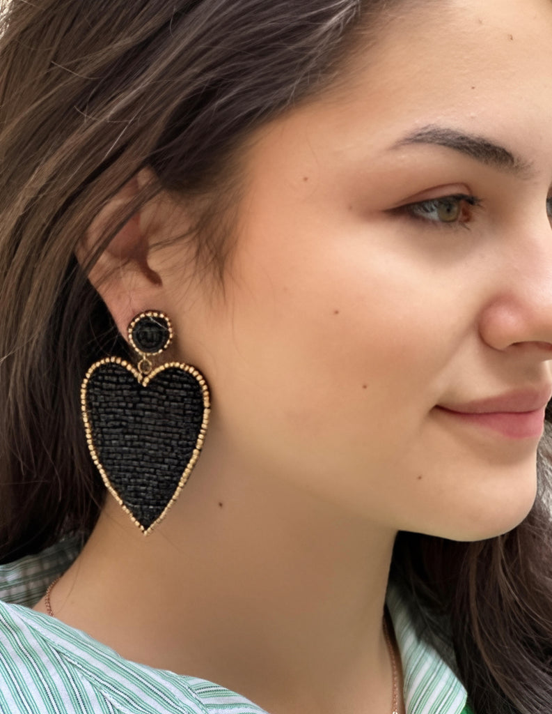 Beaded Heart Earrings