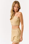 Tan Boho Embroidered Shorts