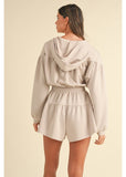 Stone Front Zip Hooded Romper