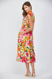 Floral Front Zip Midi Dress