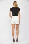 White Fold Over High Rise Short