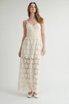 Cream Floral Lace Maxi Dress