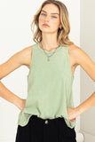 Matte Olive Casual Weekend Sleeveless Top
