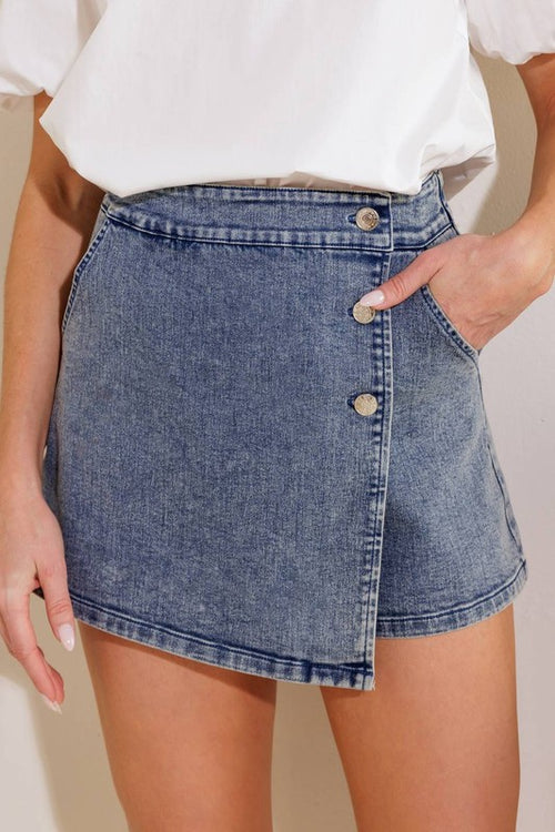 Acid Washed Denim Skort