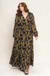 Dark Brown Patterned Wrap Dress