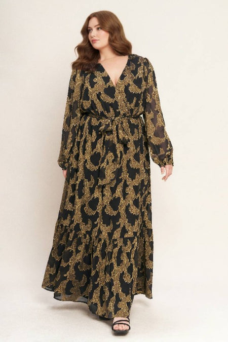 Dark Brown Patterned Wrap Dress Medium Dark Brown Patterned Wrap Dress Medium