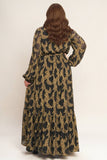 Dark Brown Patterned Wrap Dress