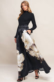 Black Floral Printed Maxi Skirt