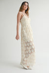Cream Floral Lace Maxi Dress