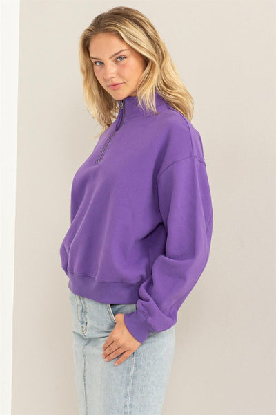 Wisteria Colored Hap Zip Sweatshirt