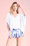 White Textured Caftan Top With Back band