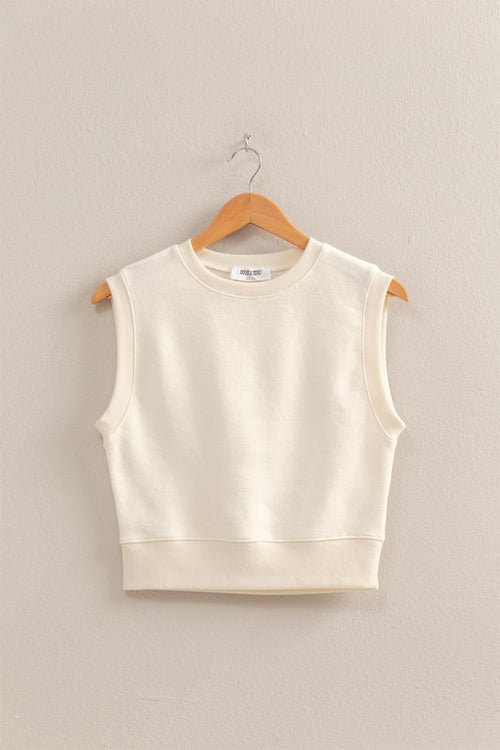 Cream Sleeveless Crop Top