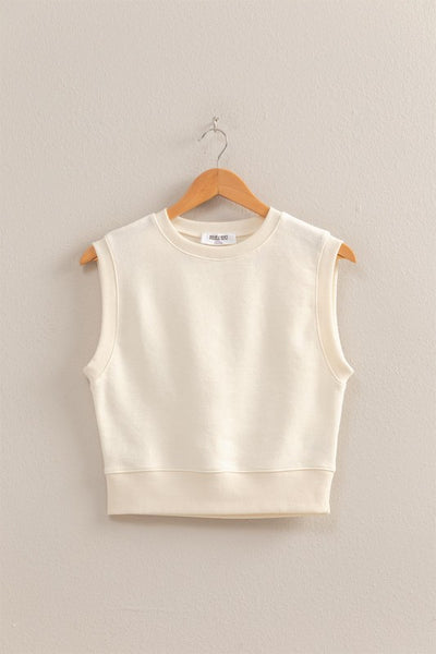 Cream Sleeveless Crop Top