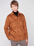 Caramel Colored Stretch Sueded Shirt Jacket