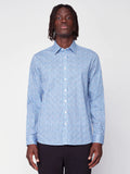 Blue Colored Long Sleeve 4 Way Stretch Button Up