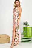 Pink Floral Open Back Dress
