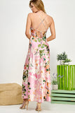 Pink Floral Open Back Dress