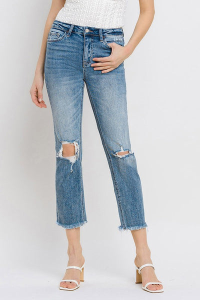 Clara High Rise Cropped Slim Straight Jeans