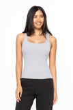 White Square Neck Ribbed Tank