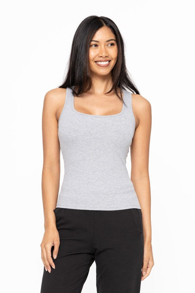 White Square Neck Ribbed Tank