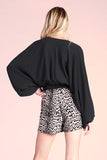 Black Colored Textured Tie Front Dolman Top