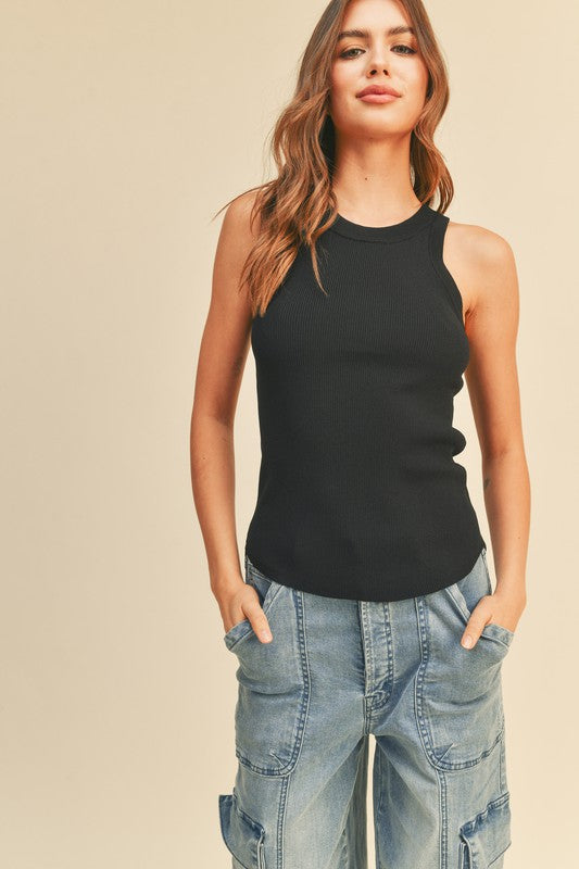 Black Colored Classic Ribbed Tank Top