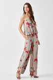 Grey Floral Printed Wide Leg Jumpsuit