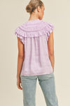 Lilac Ruffle Shoulder Blouse