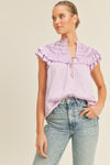 Lilac Ruffle Shoulder Blouse