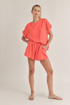 Coral Relaxed Fit Top and Shorts