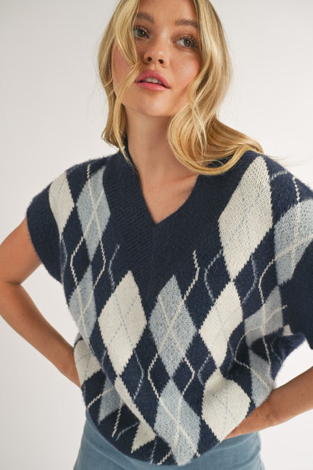 Heather Grey Striped V neck Knitted Sweater Vest
