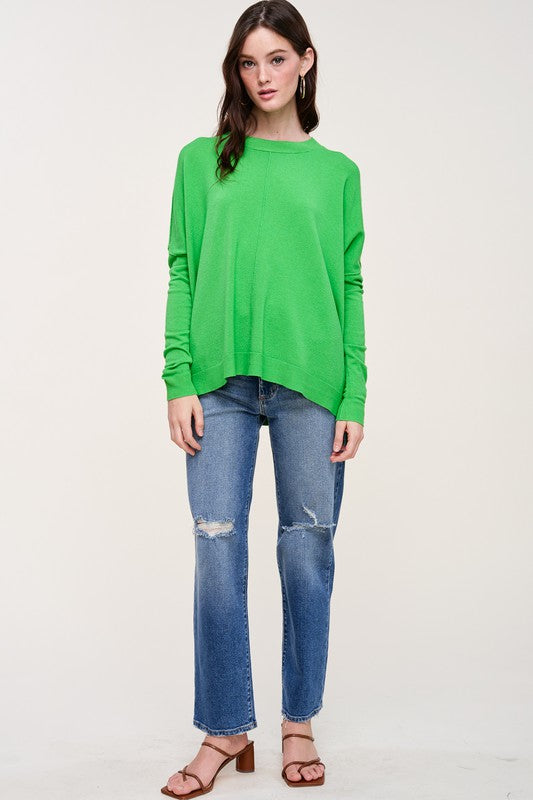 Green Colored Dolman Sleeve Sweater
