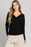 Black V-Neck Pullover Center Seam Top