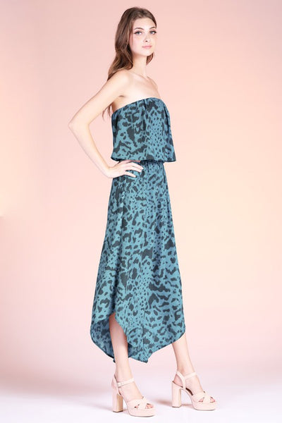 Jade Animal Print  Strapless Jumpsuit