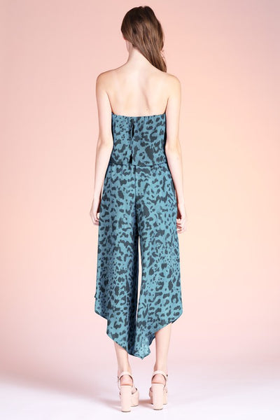Jade Animal Print  Strapless Jumpsuit