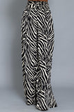 Black and White High Waisted Tiger Print Wide Pants