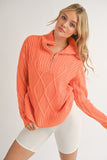Orange Colored 1/4 Zip Up Sweater