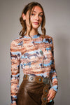 Western Mesh Mock Neck