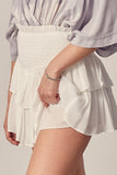 Snow White Colored Ruffle Mini Skirt with Shorts