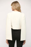 Ivory and Magenta Color Block Cloak Sleeve Crop Jacket