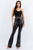 Black Colored Faux Leather Flared Pants