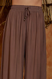 Dark Oak Beaded Drawstring Crinkle Pants