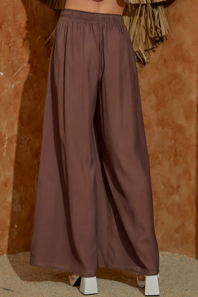 Dark Oak Beaded Drawstring Crinkle Pants