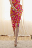 Fuchsia Colored Kalo Leaf Wrap Midi Skirt