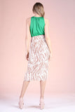 Green Colored Washed Poly Silk Elastic High Neck Tank Top
