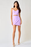 Lavender Colored Front Cut Out Sleeveless Bodycon Mini Dress
